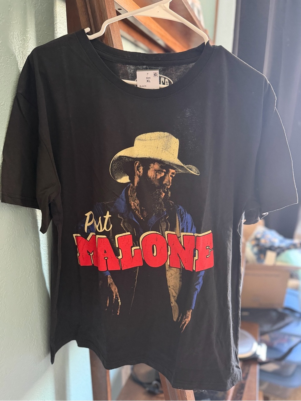 Post Malone XL Black Graphic Tee with Red Logo